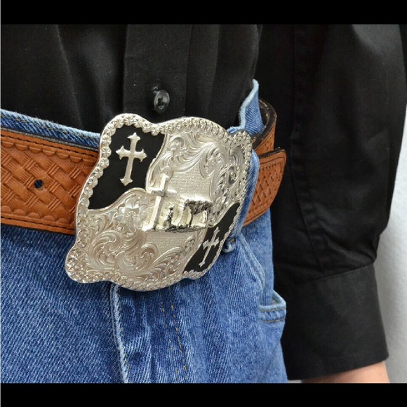 NEW Montana Silversmith Silver Black Cross Buckle - Picture 2 of 2